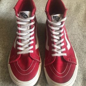 Red sk8 Hi Vans